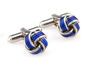 60s mod clothing stainless steel blue knots cufflink for men - Modshopping Clothing