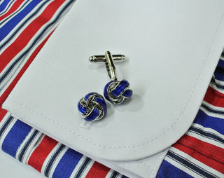 60s mod clothing stainless steel blue knots cufflink for men - Modshopping Clothing