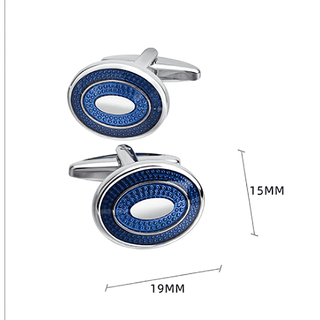 Luxury Men's Oval Blue Crystal Cufflinks - Modshopping Clothing