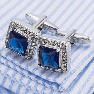 mod fashion blue stone cufflinks for men, 60s clothing - Modshopping Clothing