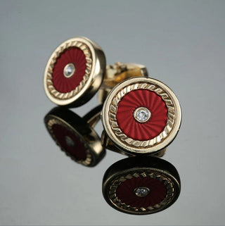 Round Red And Yellow Gold Cufflinks - Modshopping Clothing