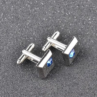 Square Blue Crystal Cufflink For Men's - Modshopping Clothing