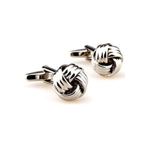 stainless steel silver knots cufflinks for men, men's slim fit - Modshopping Clothing