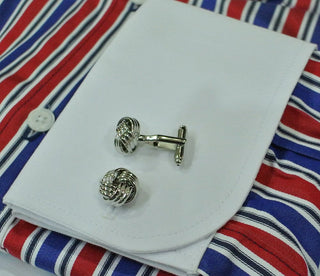 stainless steel silver knots cufflinks for men, men's slim fit - Modshopping Clothing