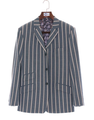 Boating Blazer | Light Grey and White Striped Blazer - Modshopping Clothing
