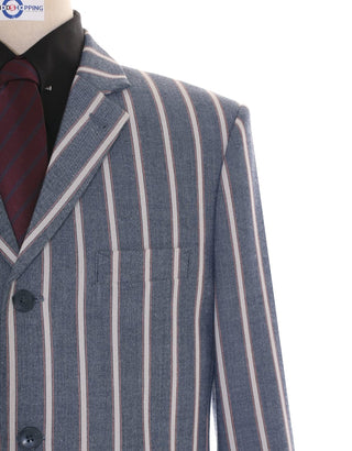 Boating Blazer | Light Grey and White Striped Blazer - Modshopping Clothing