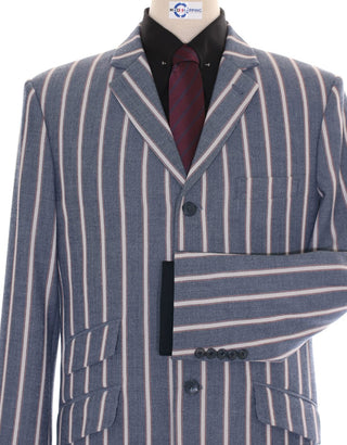 Boating Blazer | Light Grey and White Striped Blazer - Modshopping Clothing
