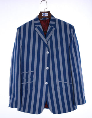 Boating Blazer | Navy Blue and Grey Striped Blazer UK - Modshopping Clothing