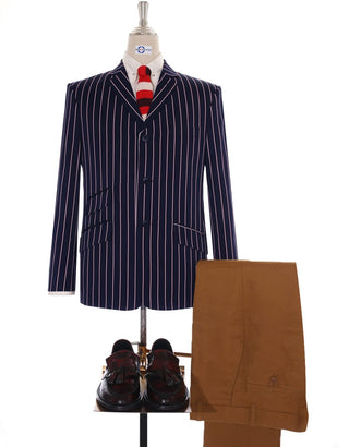 Boating Blazer | Navy Blue and White Striped Blazer - Modshopping Clothing