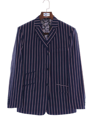 Boating Blazer | Navy Blue and White Striped Blazer - Modshopping Clothing