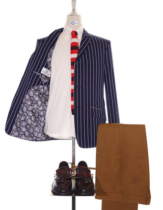 Boating Blazer | Navy Blue and White Striped Blazer - Modshopping Clothing