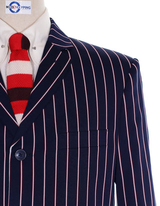 Boating Blazer | Navy Blue and White Striped Blazer - Modshopping Clothing