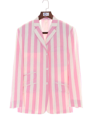 Boating Blazer | Pink and White Striped Blazer - Modshopping Clothing