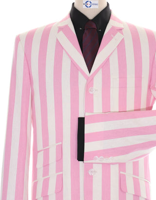 Boating Blazer | Pink and White Striped Blazer - Modshopping Clothing