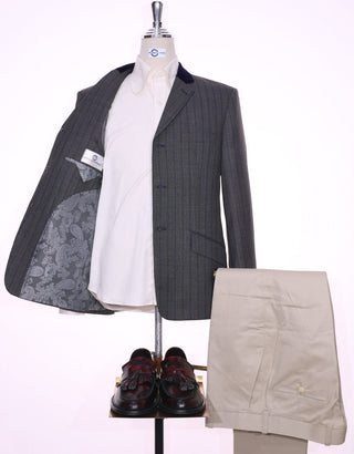 Grey and Navy Blue Striped Jacket - Modshopping Clothing
