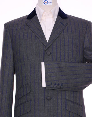 Grey and Navy Blue Striped Jacket - Modshopping Clothing