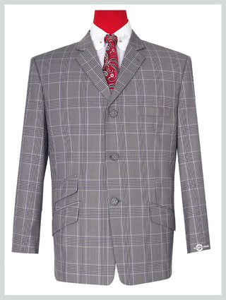 Light Grey Prince Of Wales Check Blazer - Modshopping Clothing
