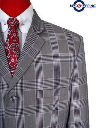 Light Grey Prince Of Wales Check Blazer - Modshopping Clothing