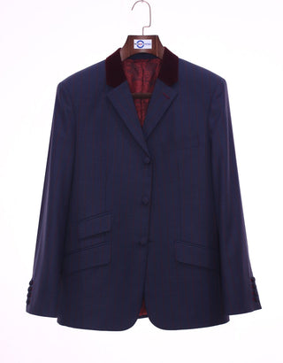 Navy Blue And Burgundy Striped Jacket - Modshopping Clothing