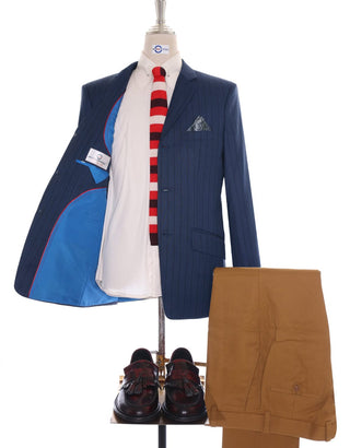 Navy Blue Striped Blazer Jacket - Modshopping Clothing