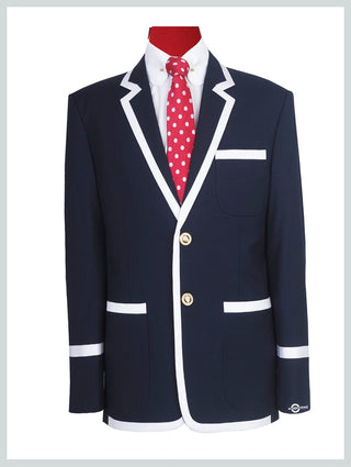 Navy Blue & White Trim Blazer - Modshopping Clothing