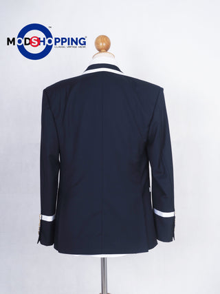 Navy Blue & White Trim Blazer - Modshopping Clothing
