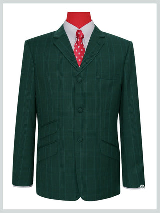 Olive Green Prince Of Wales Check Blazer Jacket - Modshopping Clothing