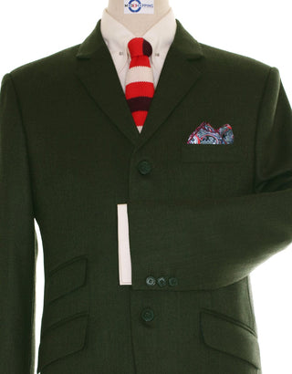 Olive Green Tweed Blazer - Modshopping Clothing