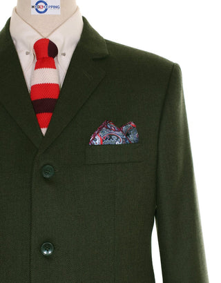 Olive Green Tweed Blazer - Modshopping Clothing