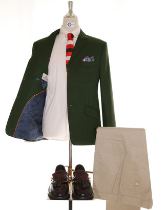 Olive Green Tweed Blazer - Modshopping Clothing