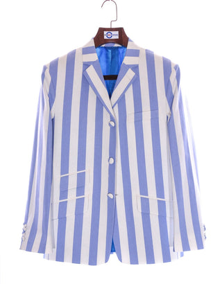 Sky Blue and White  Striped Blazer - Modshopping Clothing