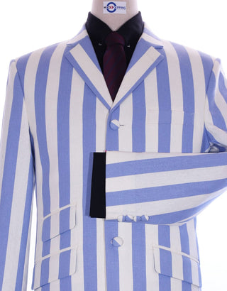 Sky Blue and White  Striped Blazer - Modshopping Clothing
