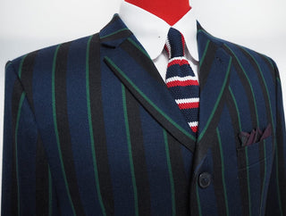 Navy Blue and Black Striped Blazer - Modshopping Clothing