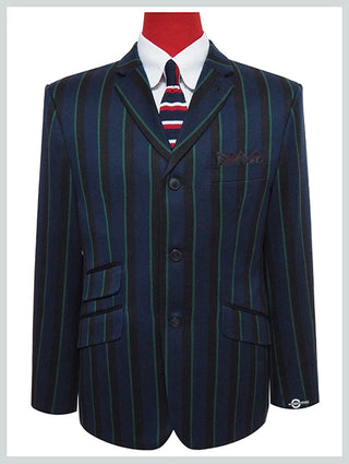 Navy Blue and Black Striped Blazer - Modshopping Clothing