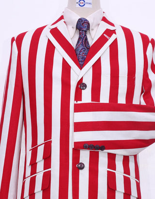 Red and White Striped Blazer - Modshopping Clothing