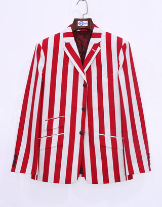 Red and White Striped Blazer - Modshopping Clothing