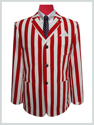 Red & White Striped Patch Pocket Blazer - Modshopping Clothing