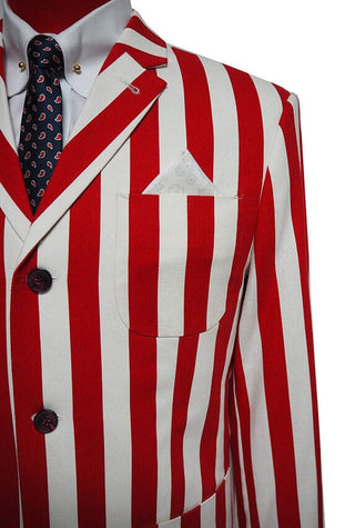 Red & White Striped Patch Pocket Blazer - Modshopping Clothing