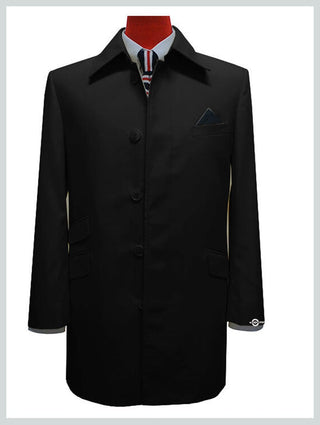Vintage Style Black Mac Coat For Men - Modshopping Clothing
