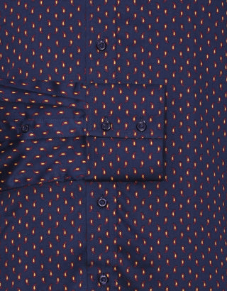 High Penny Collar Shirt | Navy Blue Small Paisley Shirt - Modshopping Clothing