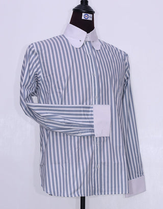 Grey And White Stripe Shirt - Modshopping Clothing