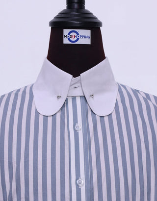 Grey And White Stripe Shirt - Modshopping Clothing