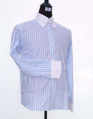 Light Sky Blue And White Stripe Shirt - Modshopping Clothing