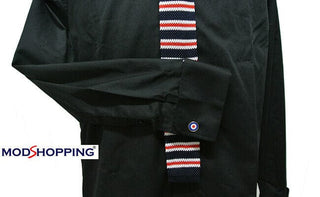 black mod shirt| 60s vintage mod style penny collar shirt uk - Modshopping Clothing