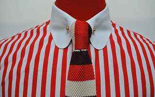 penny collar shirt| red and white stripe mod shirt uk - Modshopping Clothing