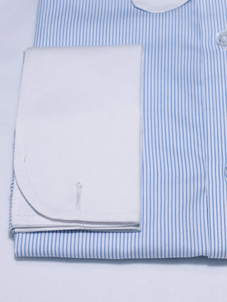 Sky Blue Stripe Penny Pin Collar Shirt - Modshopping Clothing