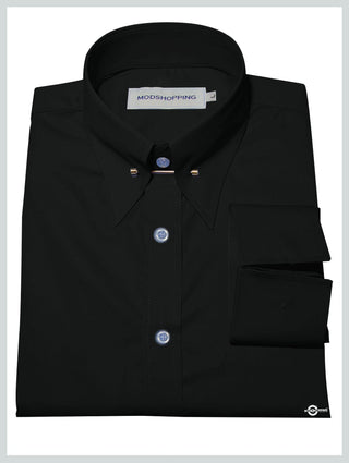 Black Pin Collar Shirt - Modshopping Clothing