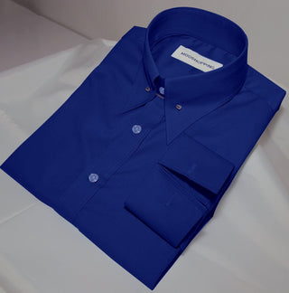 60s Style Blue Pin High Collar Shirt - Modshopping Clothing