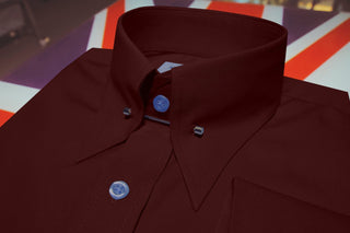 Burgundy Pin Collar Shirt - Modshopping Clothing