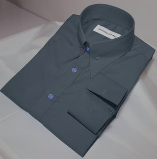 Charcoal Grey Pin Collar Shirt - Modshopping Clothing